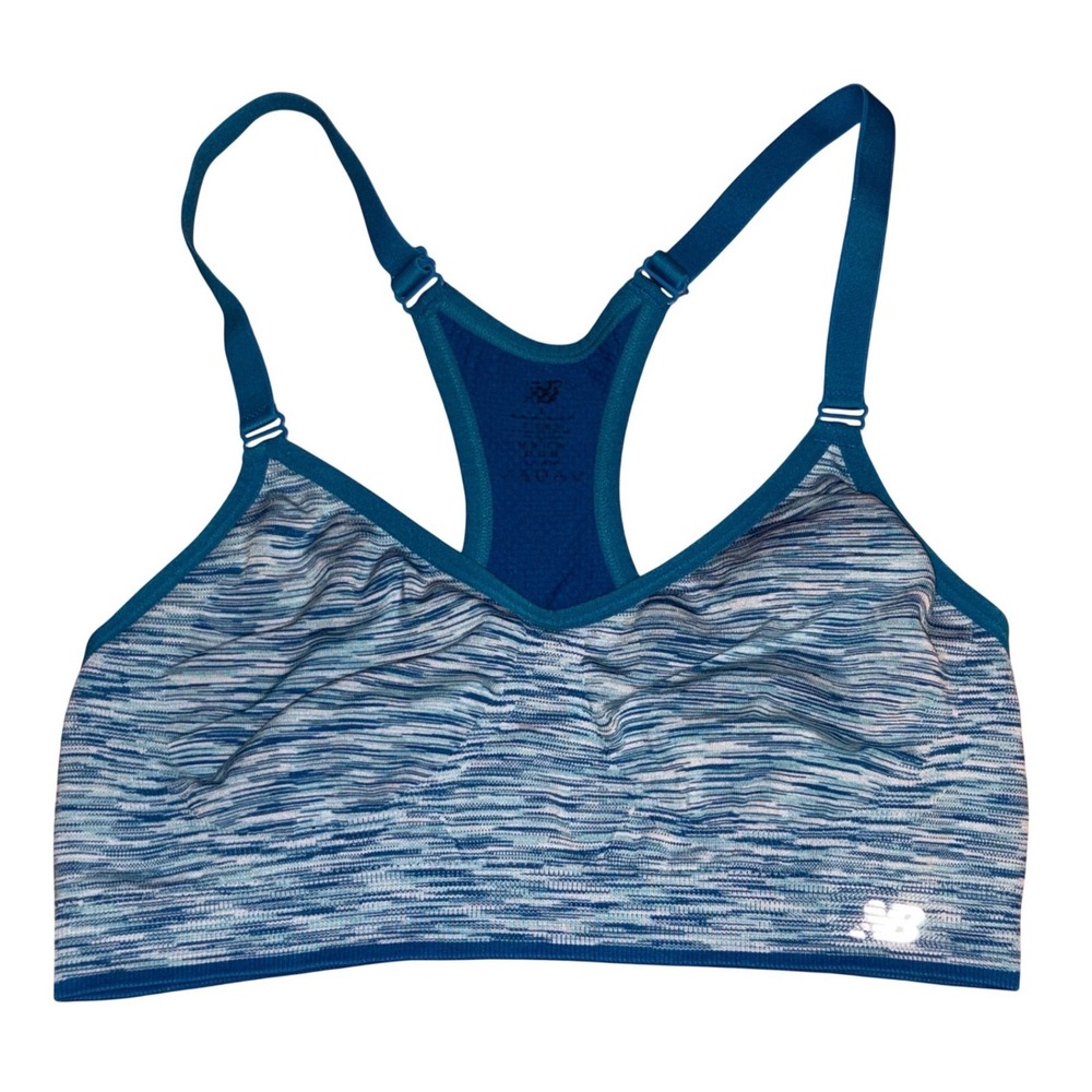 New Balance, Blue Gray Marled Sports Bra, Large‎